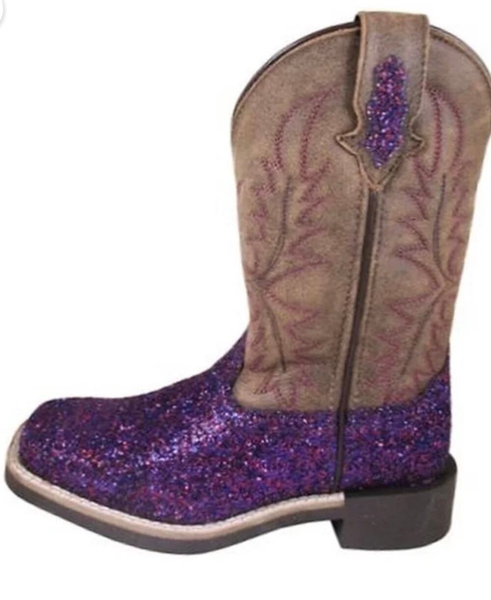 Smoky Mountain Girls Cowgirl Boots Size 2 Blue Red Glitter Western Rodeo
